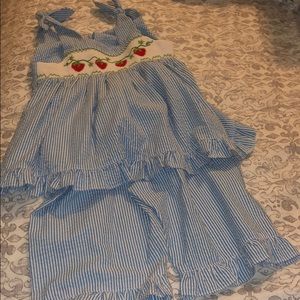 Mom & Me Smocked Strawberry 2 piece outfit